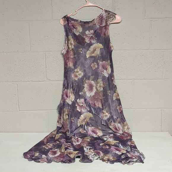 Coldwater Creek Women’s Sheer Floral Pleated Dress, Petite XL, Made in USA, EUC - Picture 5 of 7